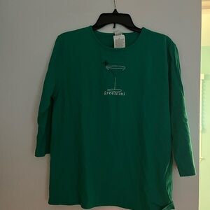 Green Cocktail Graphic Long Sleeve Tee - Green